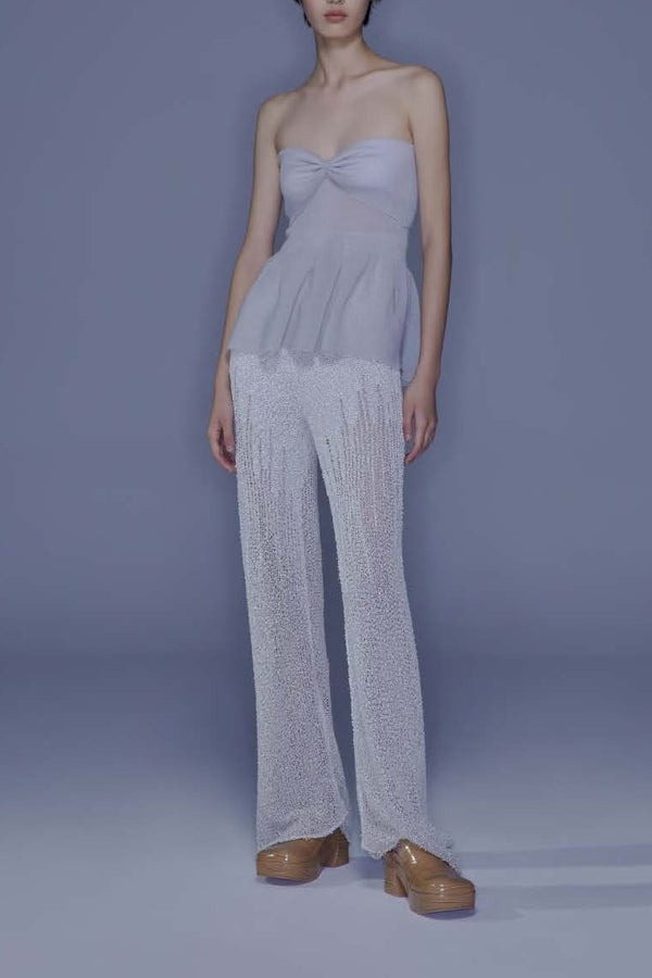 SWAYING/KNIT Japanese Paper Fluffy Knit Pants SW22SSB20 White